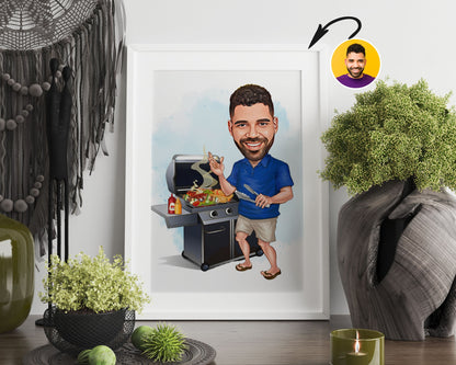 Personalised BBQ Caricature