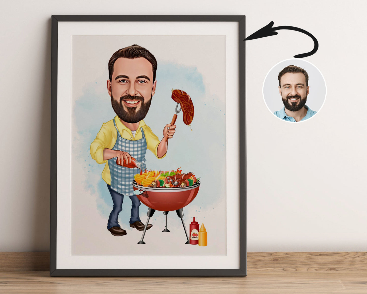 Personalised BBQ Caricature