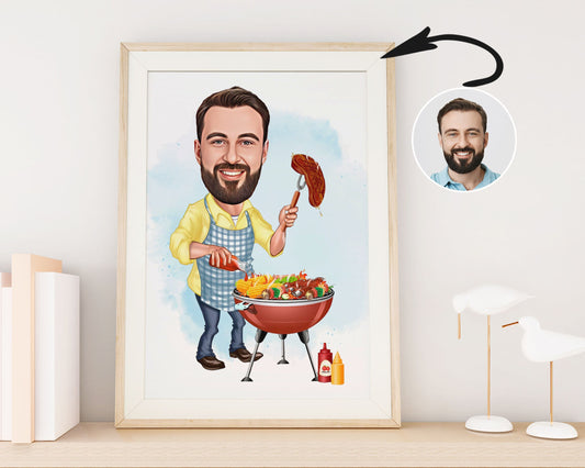 Personalised BBQ Caricature