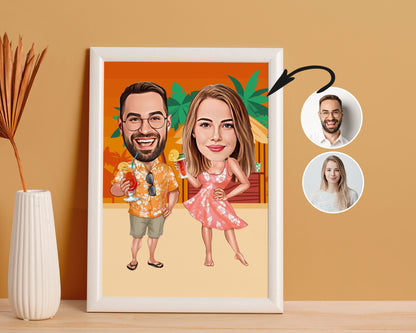 Personalised Couple Vacation Caricature