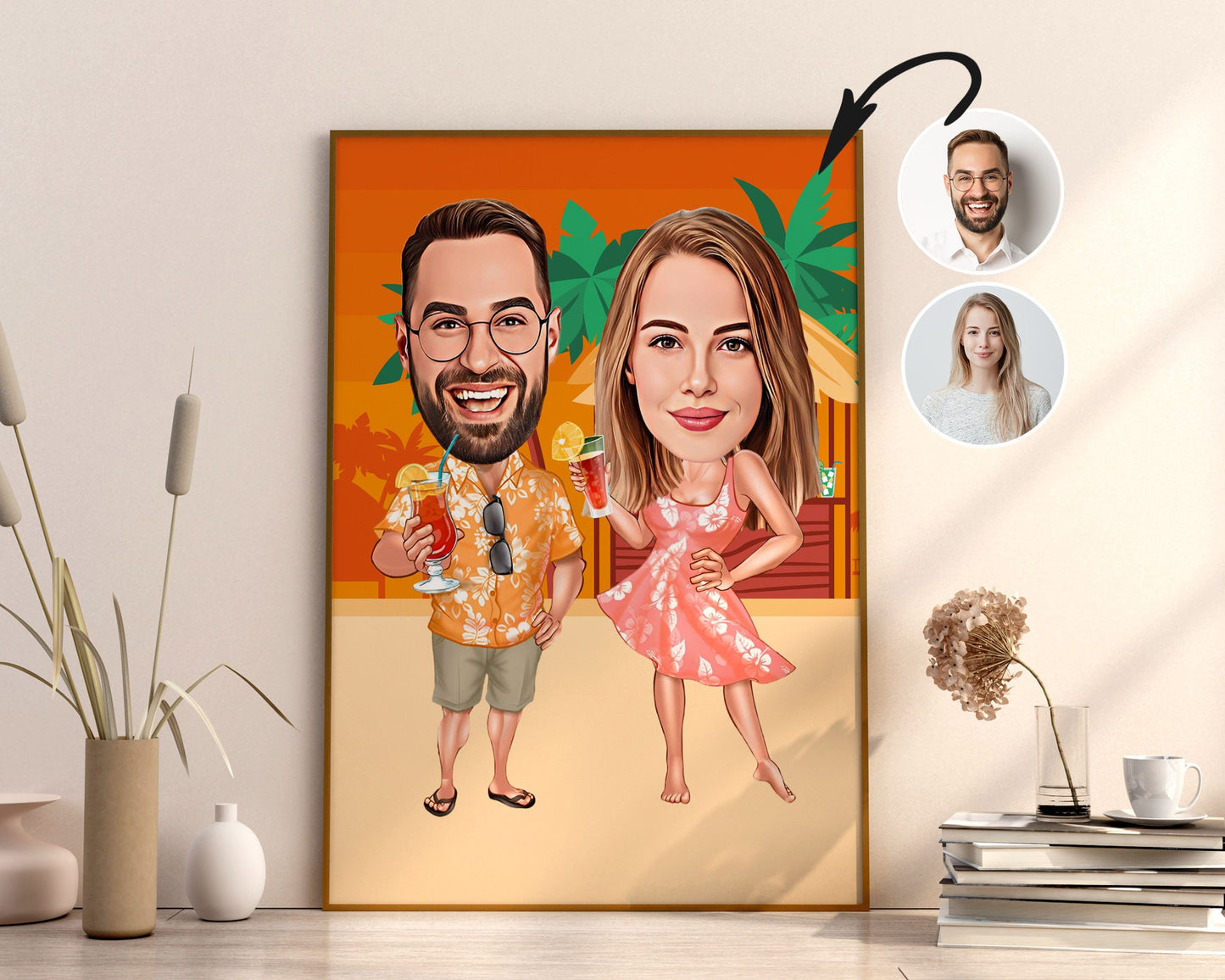 Personalised Couple Vacation Caricature