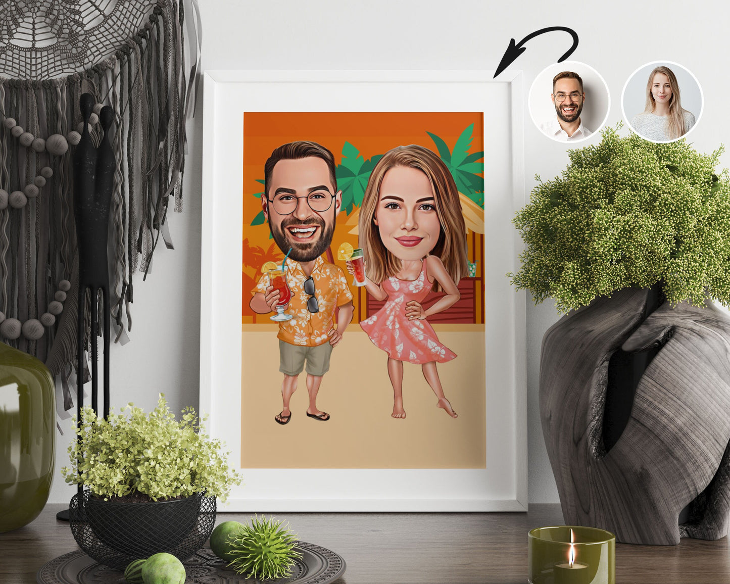 Personalised Couple Vacation Caricature