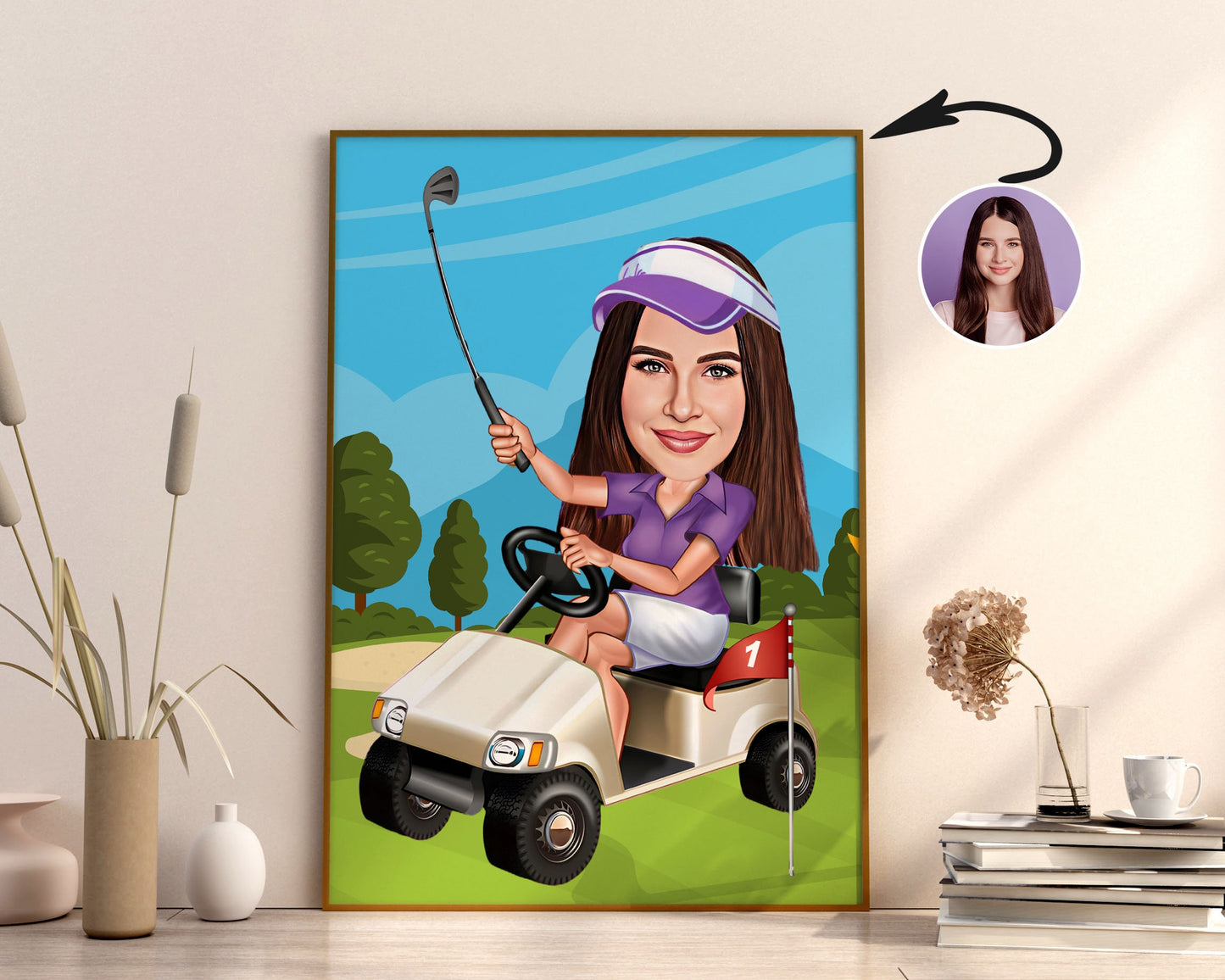 Personalised Golfing Caricature
