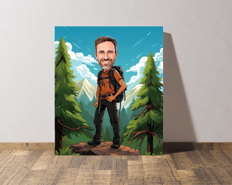 Personalised Hiking Caricature