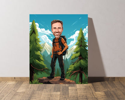 Personalised Hiking Caricature