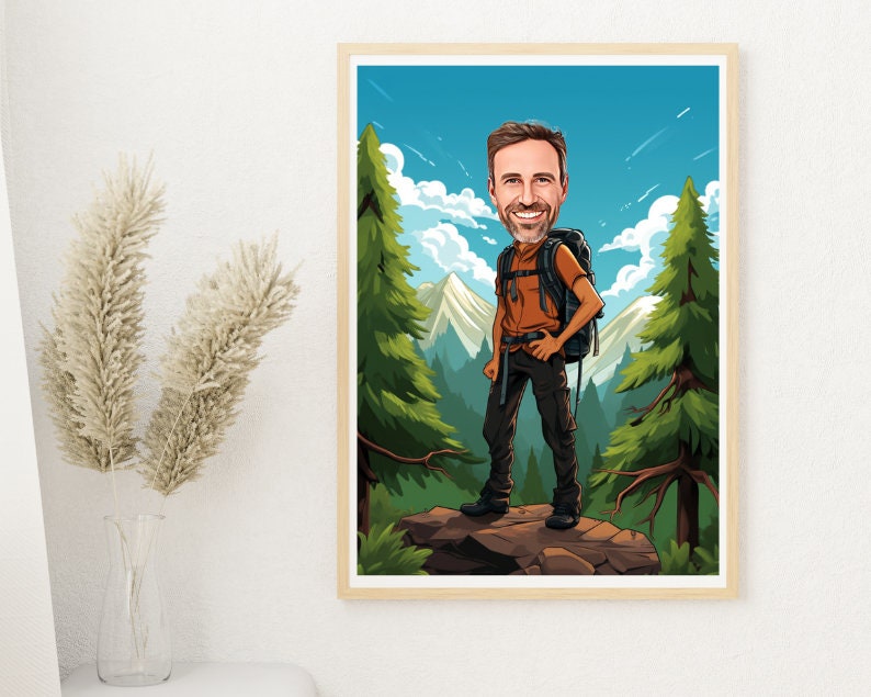 Personalised Hiking Caricature