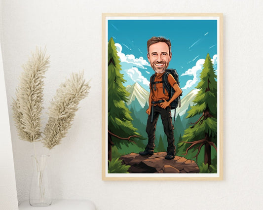 Personalised Hiking Caricature