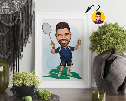 Personalised Badminton Caricature
