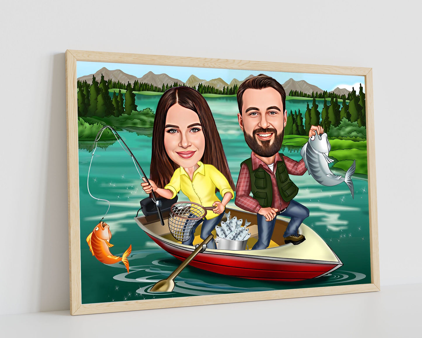 Personalised Fishing Caricature