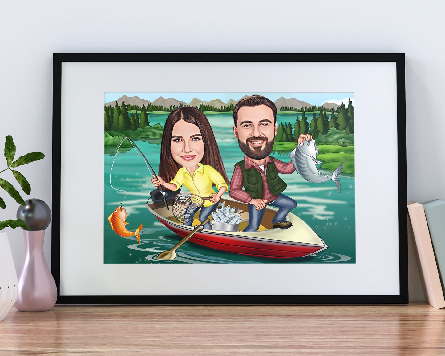 Personalised Fishing Caricature