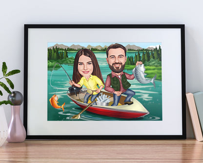 Personalised Fishing Caricature