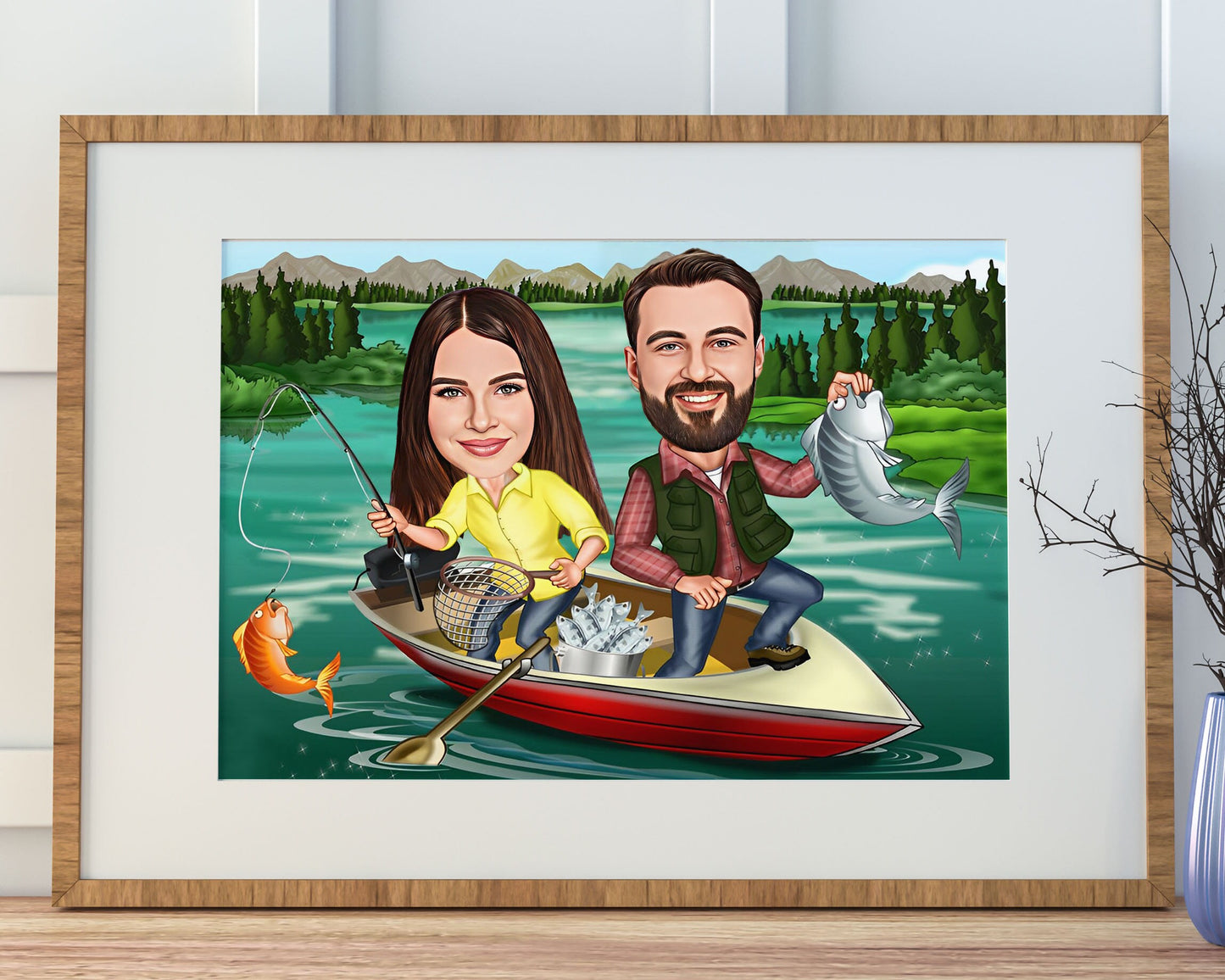 Personalised Fishing Caricature
