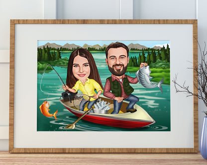 Personalised Fishing Caricature