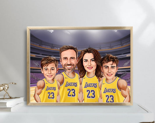 Personalised Lakers Family Caricature