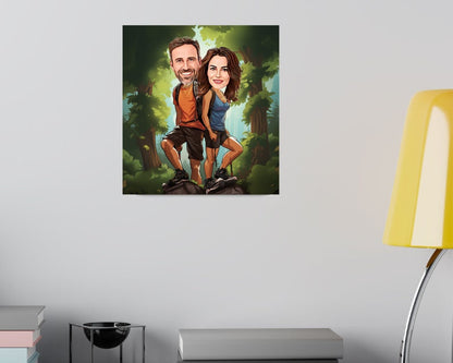 Personalised Couple Hiking Caricature