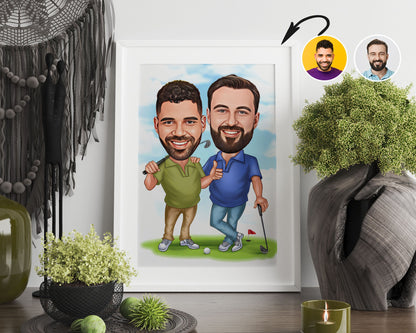 Personalised Golfing Caricature