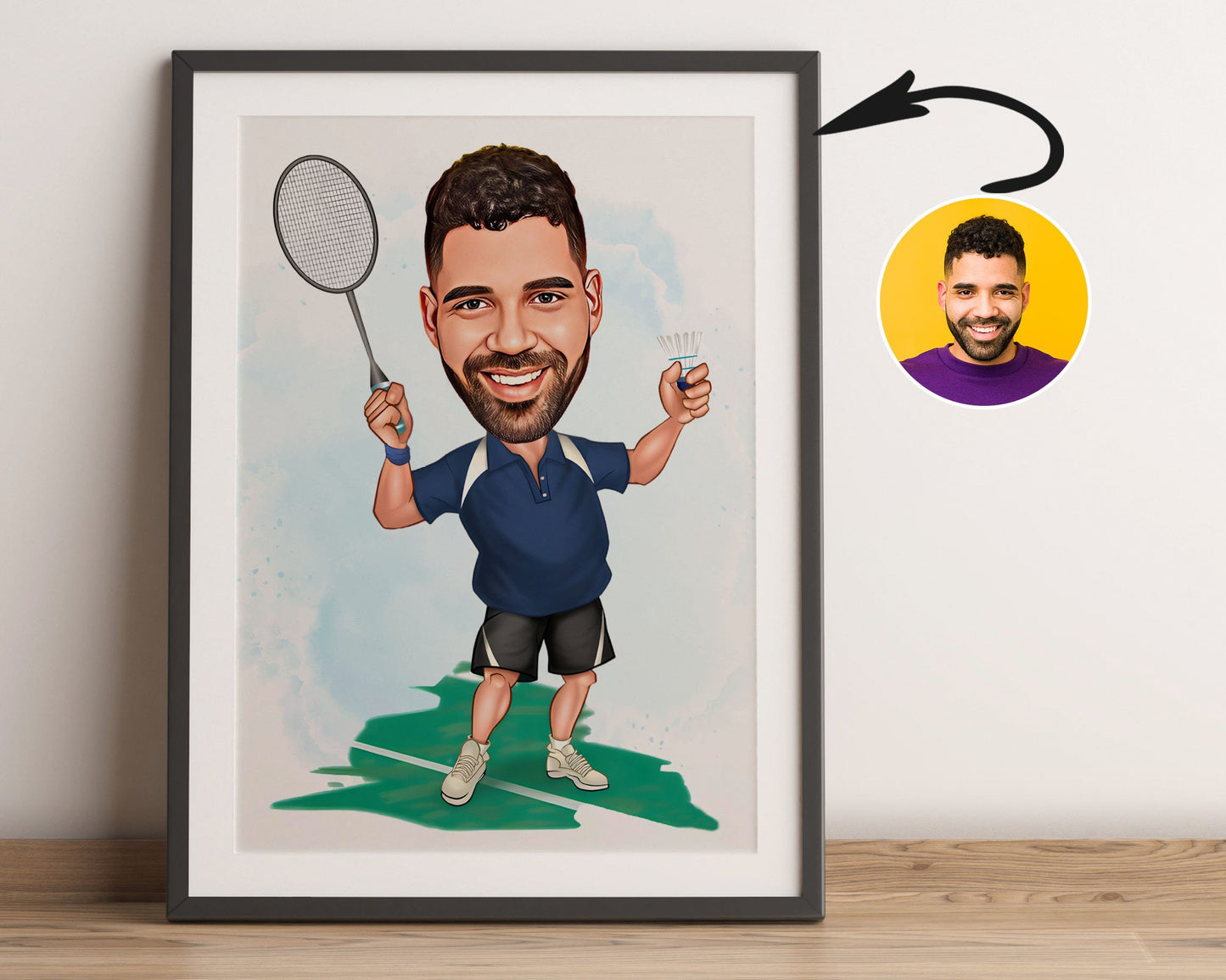 Personalised Badminton Caricature