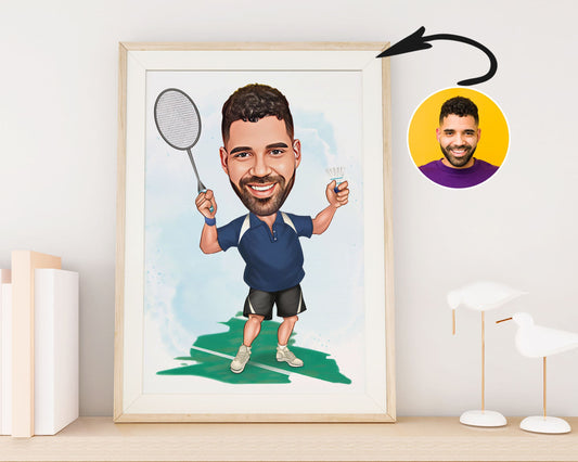 Personalised Badminton Caricature