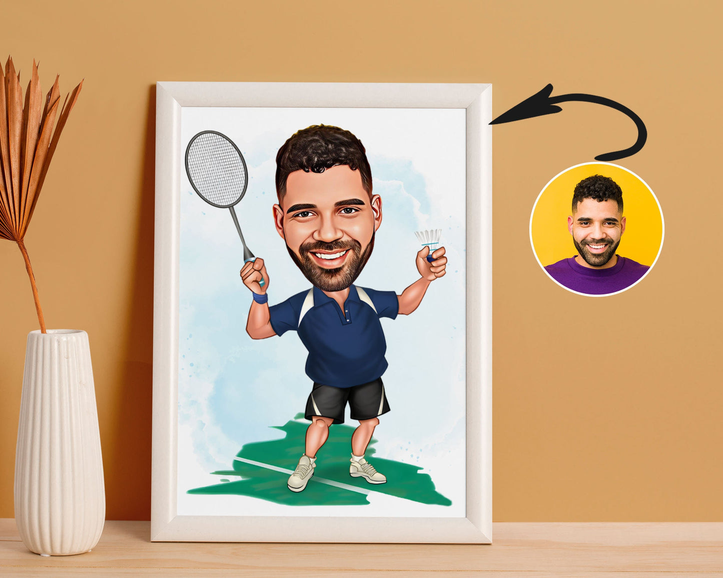 Personalised Badminton Caricature