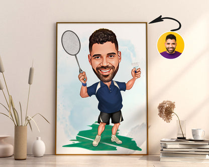 Personalised Badminton Caricature
