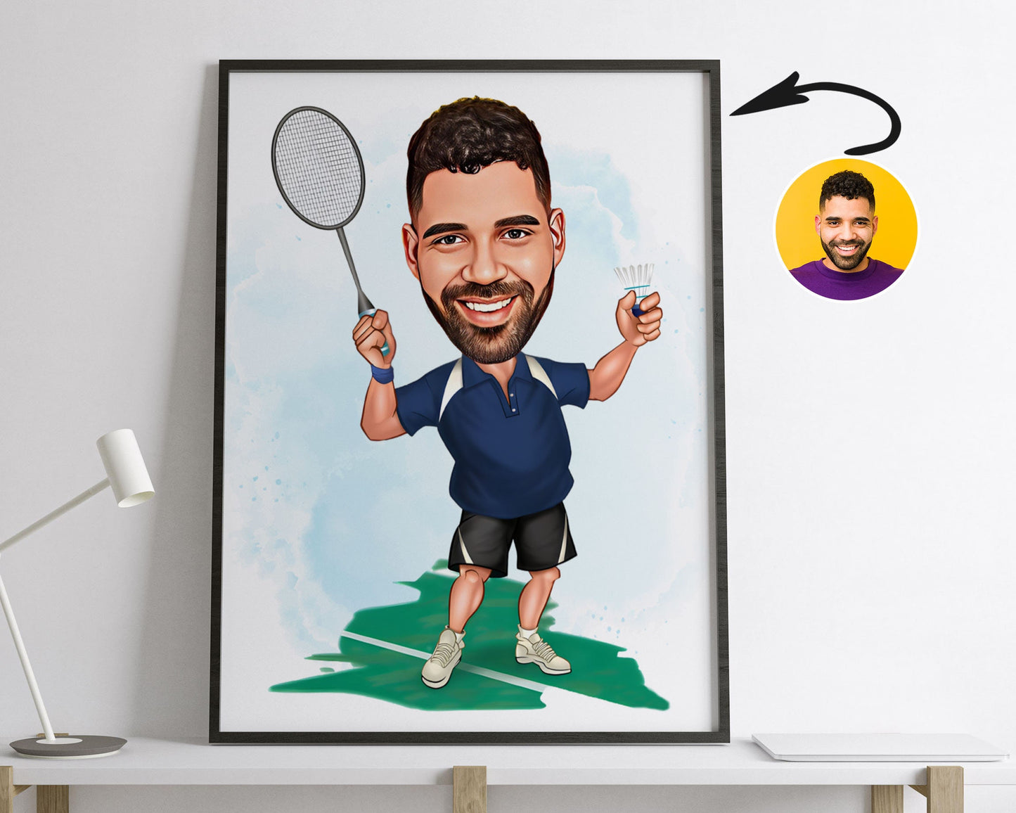 Personalised Badminton Caricature