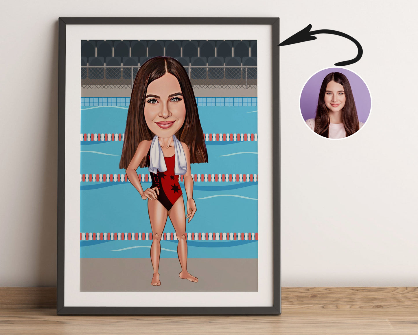 Personalised Swimmer Caricature