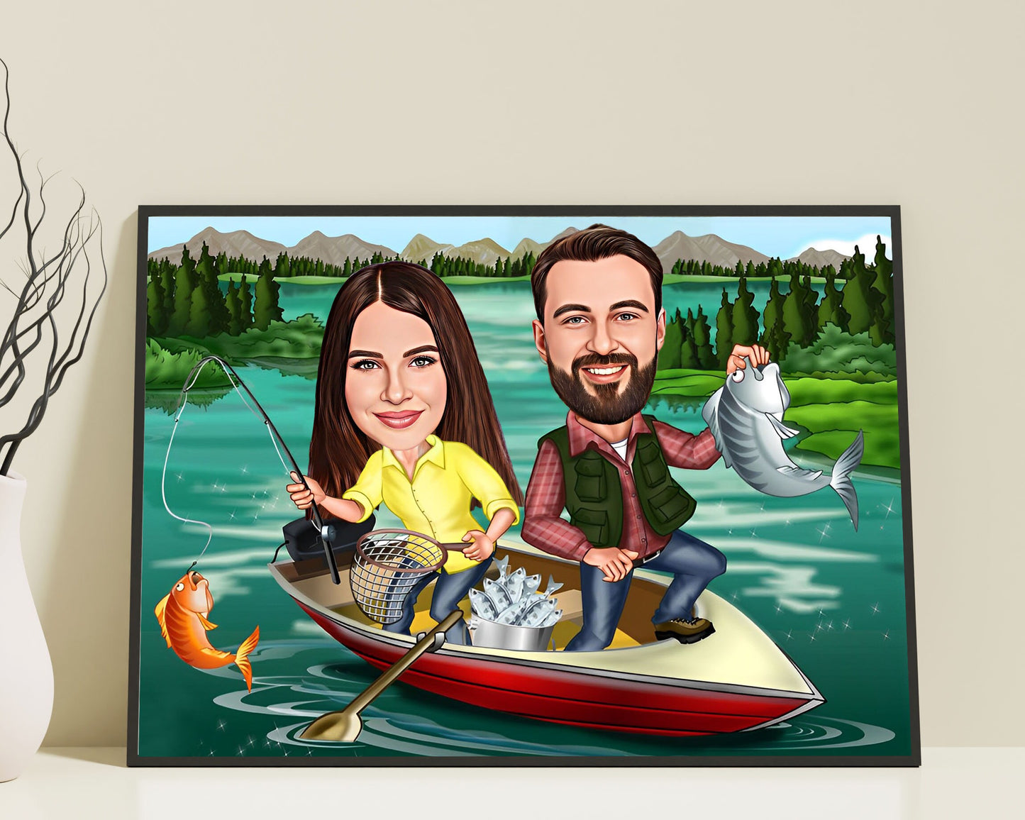 Personalised Fishing Caricature
