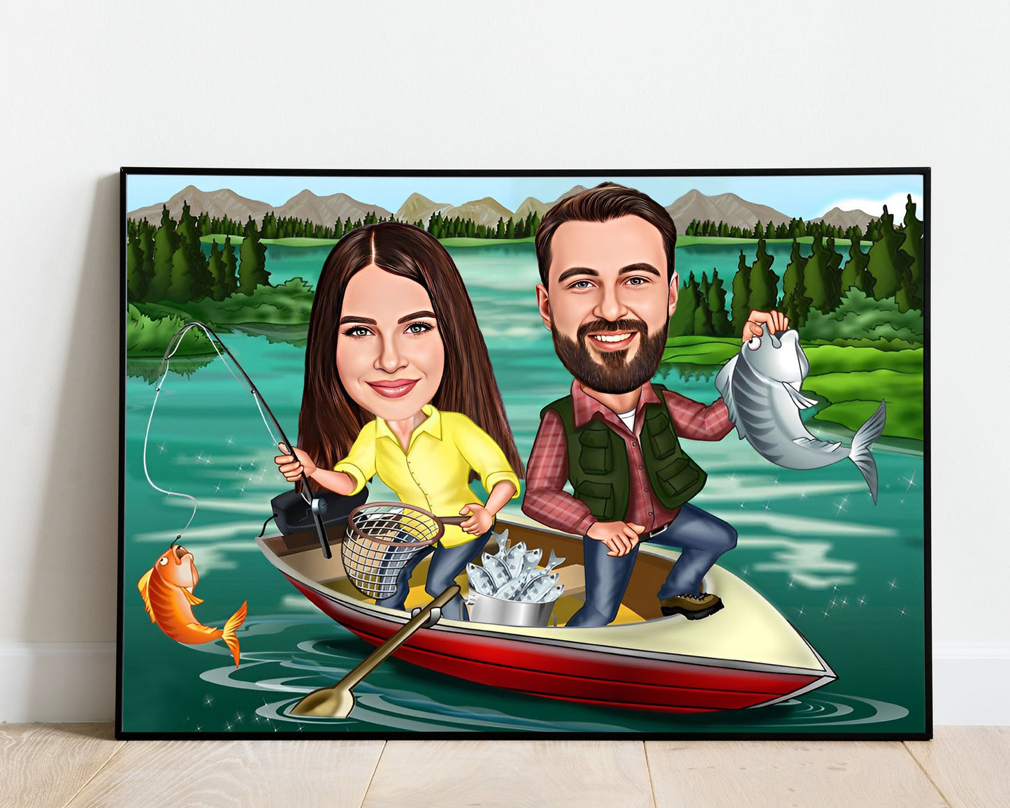 Personalised Fishing Caricature