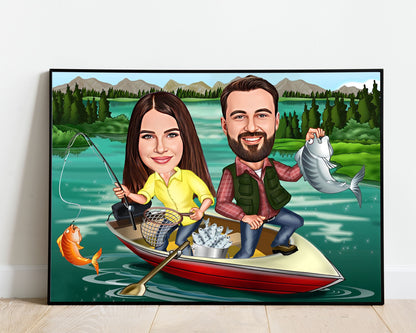 Personalised Fishing Caricature