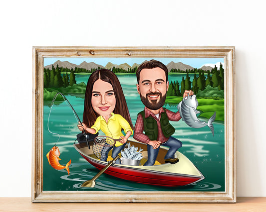 Personalised Fishing Caricature